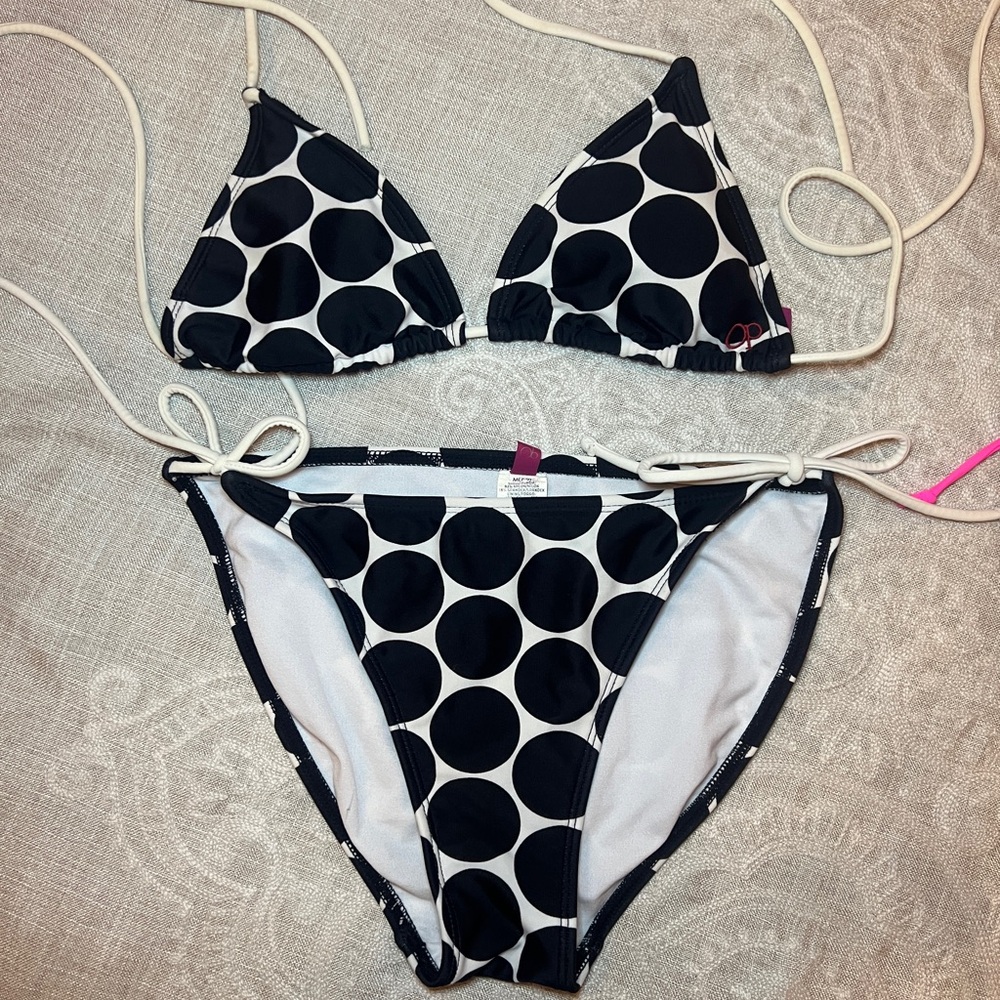 Juniors black white polkadot bikini by OP
